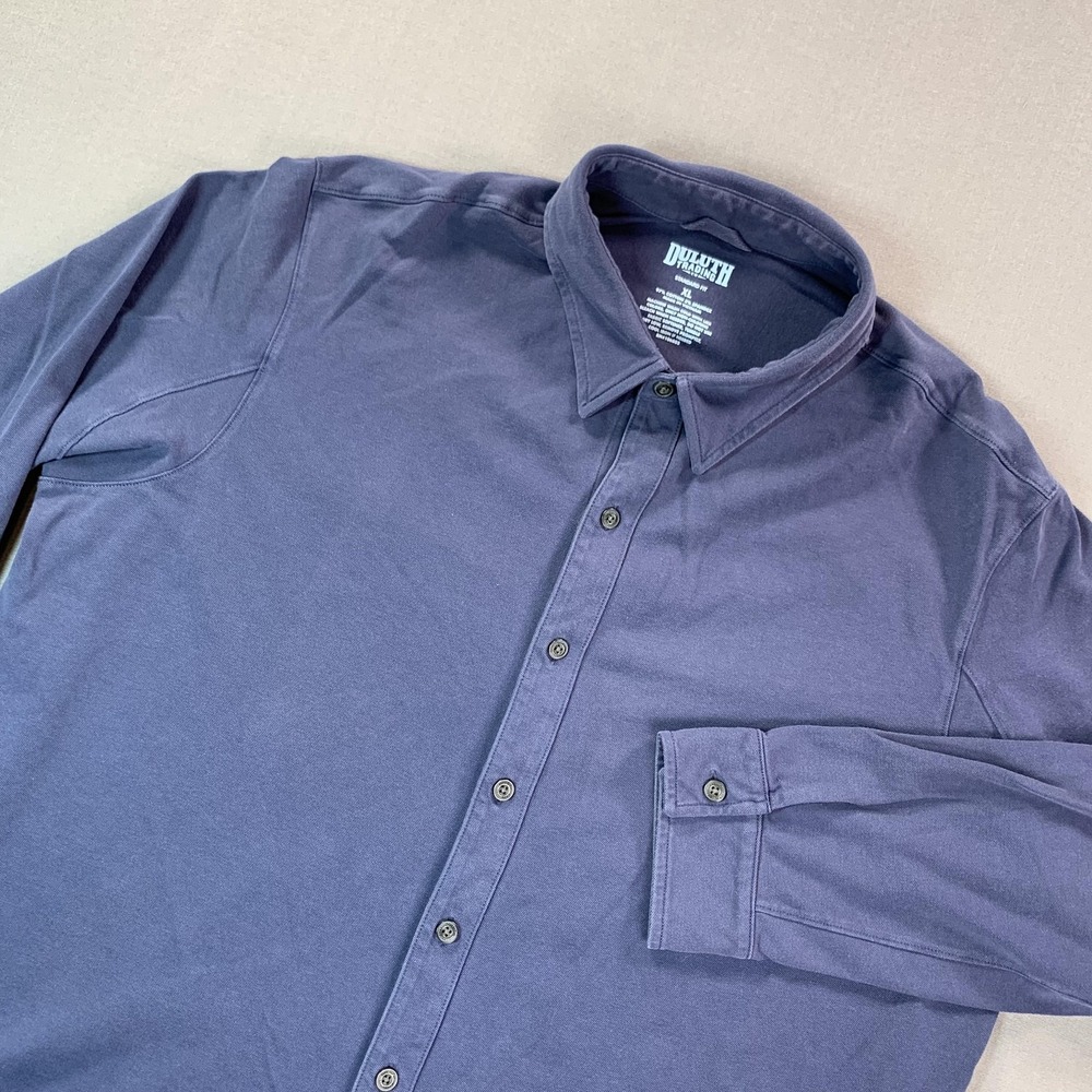 Duluth Trading Co Shirt Mens XL Blue Stretch Long Sleeve Button Up Casual